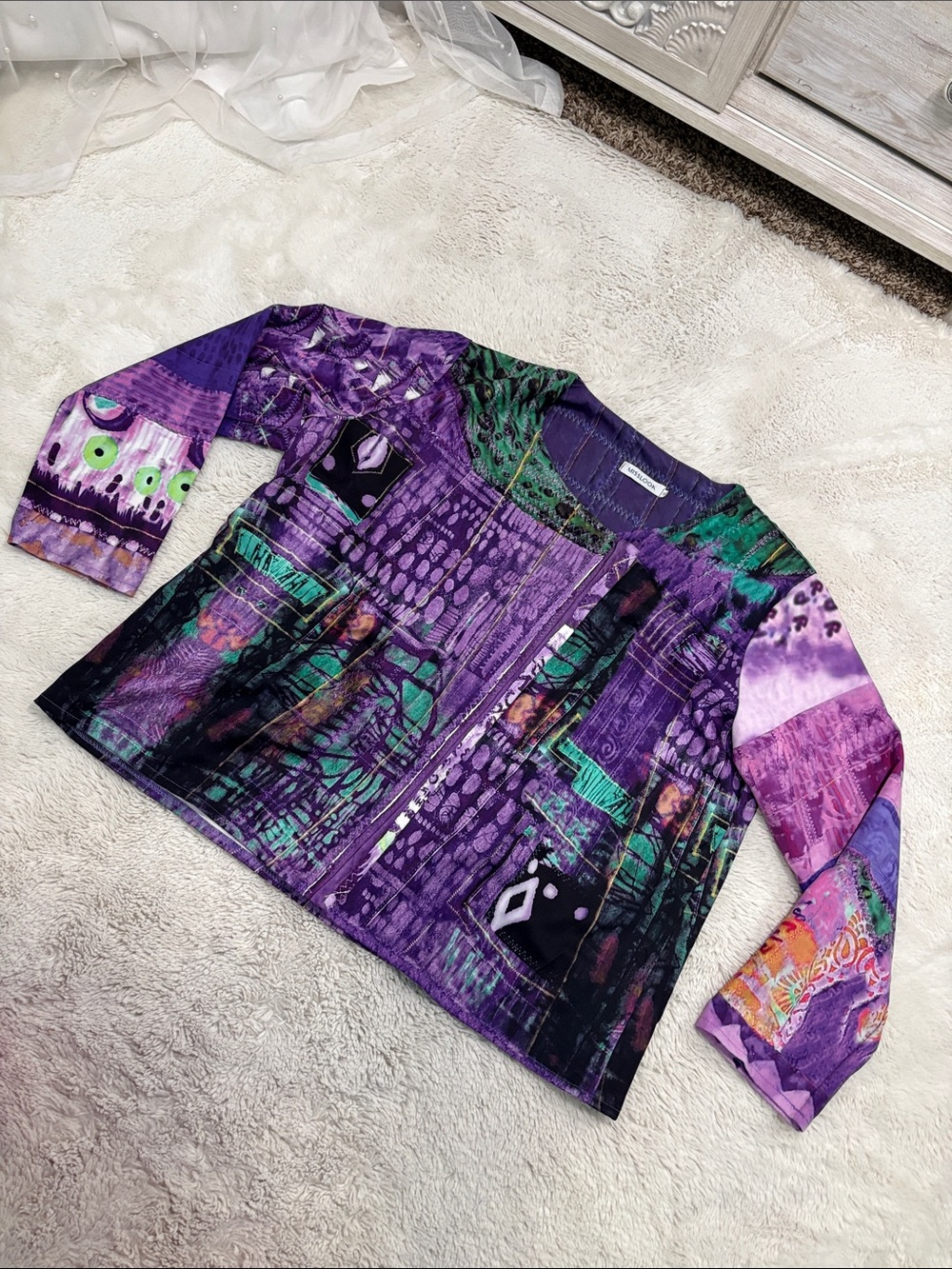 MISSLOOK abstract zip up blouse